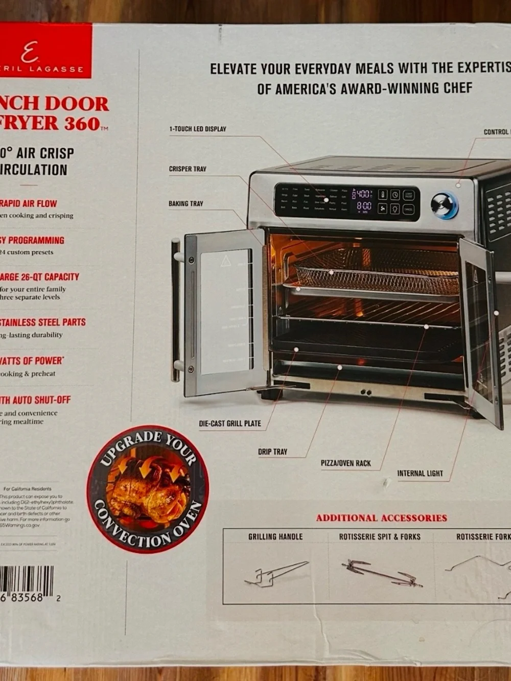 New in box | Emeril Lagasse French Door AirFryer 360 Stainless Steel 10-in-1